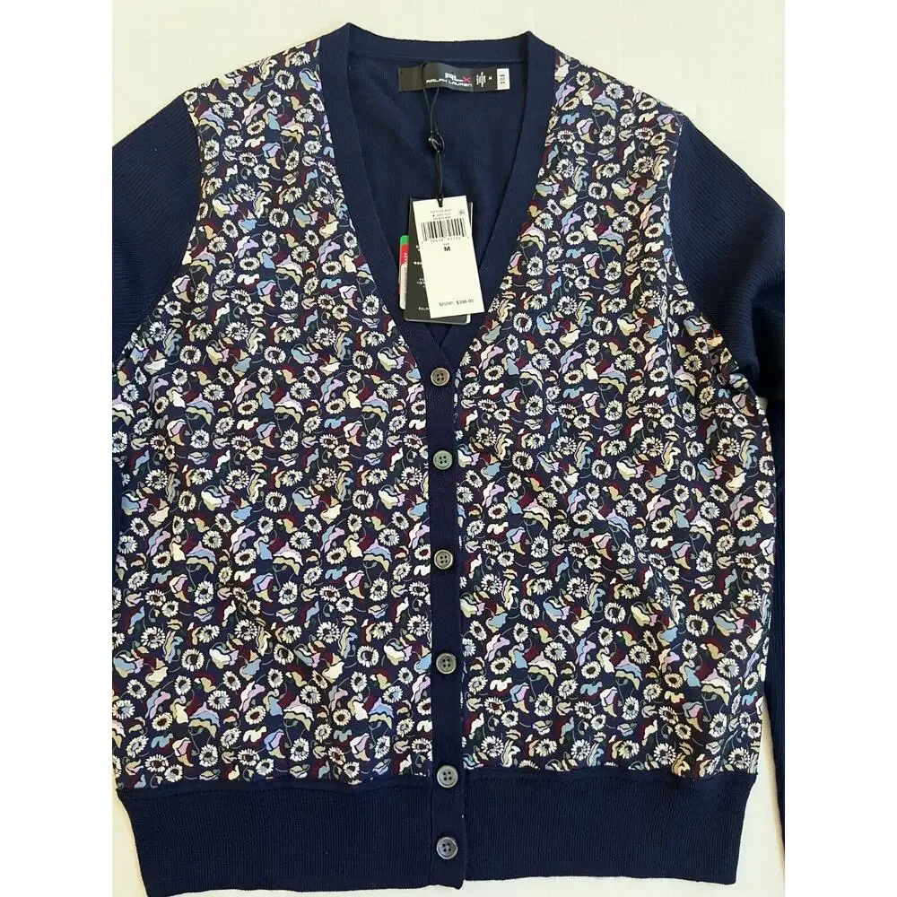 RLX Ralph Lauren Women's Golf 7/15 French Navy Cardigan Sweater Size M - Picture 4 of 12